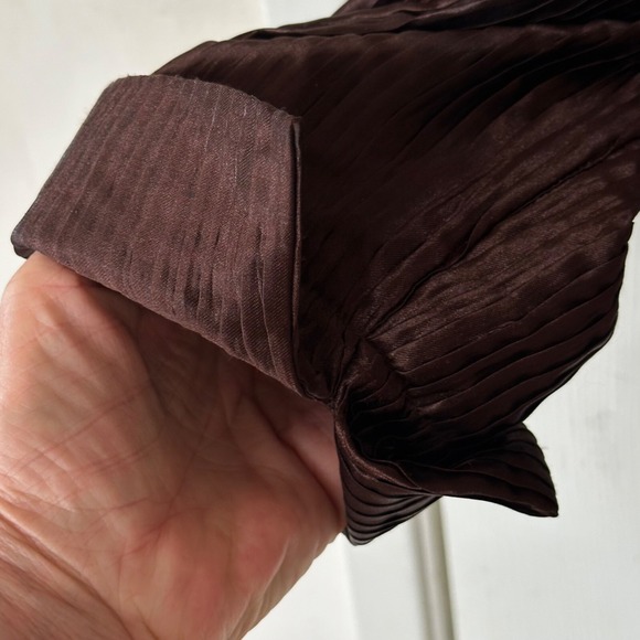 Chicos Brown‎ Light Crinkle Shiny Two Button Lined Blazer Jacket Size 2 US Large - Picture 5 of 8